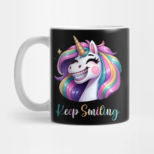 Keep Smiling Cute Unicorn Men Women Girl Boy Orthodontist Mug